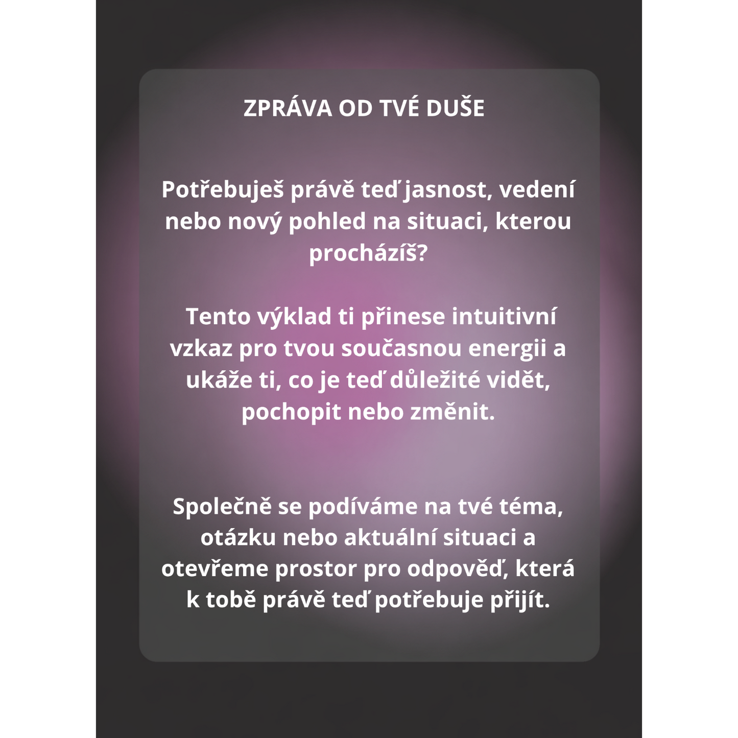 ZPRÁVA DUŠE